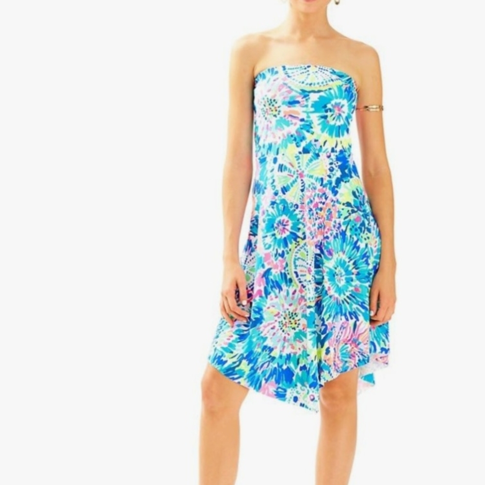Lilly Pulitzer Blue and Pink‎ Floral Midi Dress